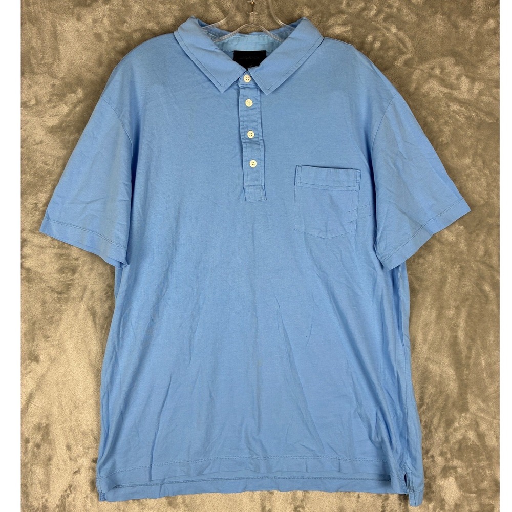 Magaschoni Man Mens Large Light Blue Short Sleeve Cotton Polo Shirt‎ NWT Pocket